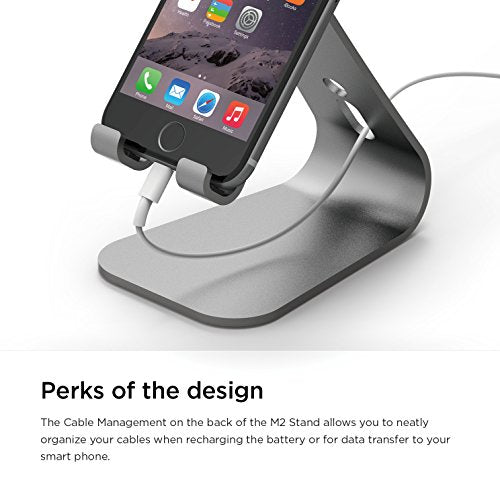 elago® M2 Stand [Dark Grey] - [Premium Aluminum][Angled for Video Calls][Cable Management] - for All iPhones, Galaxy, and Other Smartphones - color: Dark Grey