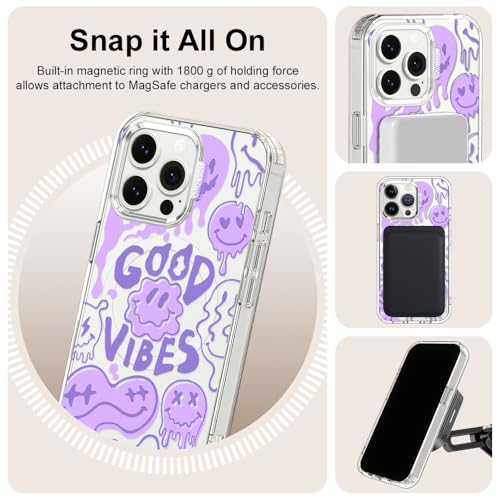MOSNOVO Case for iPhone 13 Pro, [Compatible with Magsafe] [Buffertech 6.6ft Military-Grade Drop Protection] [Anti Peel Off Tech] Clear Phone Case Design - Good Vibes - color: Good Vibes, size: iPhone 13 Pro