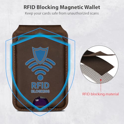 Belemay Crazy Horse Leather Magnetic Wallet for MagSafe Adjustable Stand - color: Rustic Brown