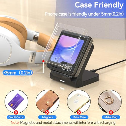 Geyo 15W Fast Wireless Charger Stand for Samsung Galaxy Z Flip 8, Non-Fold