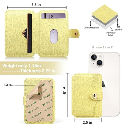 M-Plateau Phone Wallet Stick on for Cases, Sticky Wallet for Back of Phone - color: Yellow