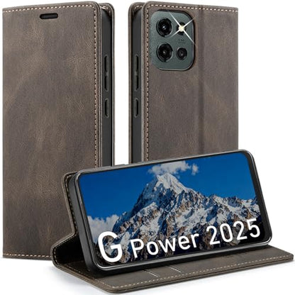 Moto G Power 2025/G Power 2026 Wallet Case with [RFID Blocking],Coffee | Card Holder, Kickstand, Magnetic, Soft Leather Flip Case Wallet for Moto G Power 2025/G Power 2026 - color: Coffee, size: Moto G Power 2025/2026 6.8"