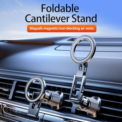Air Vent Phone Holder for Car, Vent Phone Holder with Non-Slip Grip, Heavy Duty Phone Holder for Bumpy Road No Wobble, 360° Rotation Cell Phone Bracket with Extension Arm for iphone and Android (02)