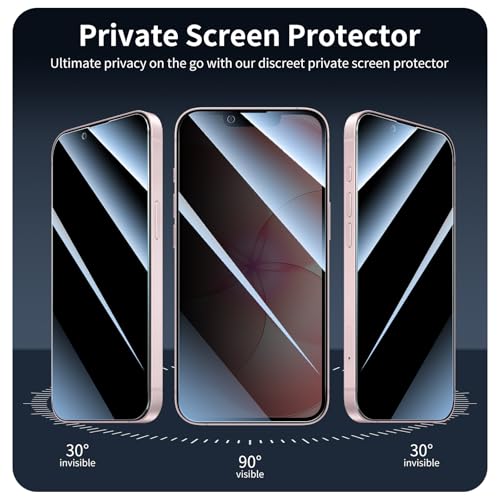 3+3+1-Pack, Privacy Screen Protector and Camera Lens Protector for iPhone 16e/17e with Installation Alignment Aid, Anti-Spy Tempered Glass Film, Dark Private Black Protection, Anti-Scratch - size: 17e/16e Black 3+3+Align