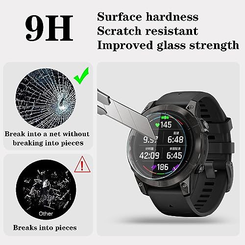 Screen Protector for Garmin Epix pro 47MM/Fenix 7 Solar and Protective Case | HUADU,9H Tempered Glass Film,Anti-Scratch,High Definition,Full Coverage, Soft TPU Cover - size: Garmin EPIX pro 47MM