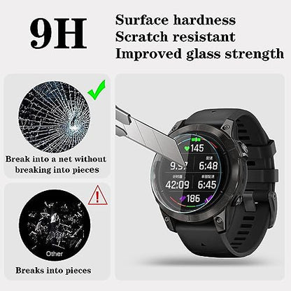 Screen Protector for Garmin Epix pro 47MM/Fenix 7 Solar and Protective Case | HUADU,9H Tempered Glass Film,Anti-Scratch,High Definition,Full Coverage, Soft TPU Cover - size: Garmin EPIX pro 47MM