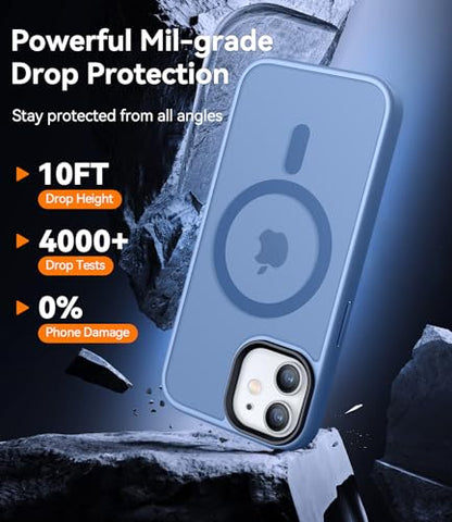 CANSHN Magnetic for iPhone 12 Case/iPhone 12 Pro Case, Sky Blue | Translucent Matte, Compatible with MagSafe, Heavy Duty Protection, Scratch Resistant, Slim Fit, Pocket Friendly - color: Matte Magnetic & Light Blue