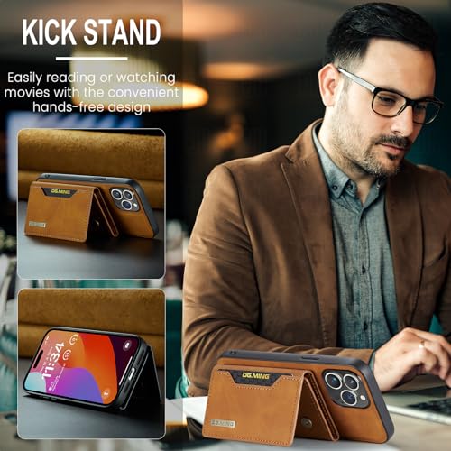 Leather Wallet Phone Cases Compatible with iPhone 15 Pro Max Case with Card Holder Men 6.7'' 2 in 1 Detachable Back Cover (Brown, IP 15 Pro Max) - color: Brown, size: IP 15 Pro Max