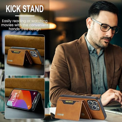 Leather Wallet Phone Cases Compatible with iPhone 15 Pro Max Case with Card Holder Men 6.7'' 2 in 1 Detachable Back Cover (Brown, IP 15 Pro Max) - color: Brown, size: IP 15 Pro Max