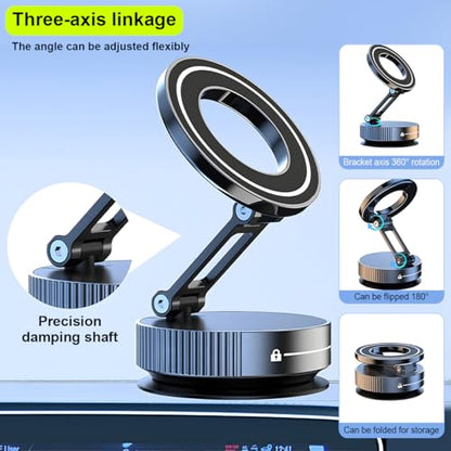 HZEL Car Vacuum Magnetic Phone Holder, Suction Cup Foldable Vehicle Smartphones Mount, 360° Rotatable Adjustable Automotive Cellphone Stand Accessories, Universal for SUV, Sedan, Truck (Black) - color: Black