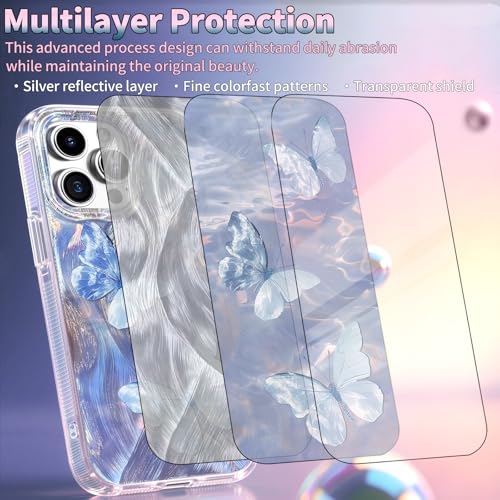Compatible with iPhone 12 Pro Max Case,with [Shockproof Protective][Camera Protection] Cute Butterfly Aesthetic Phone Cover Anti-Yellowing Soft Slim Cover for Women Girl-Blue - color: Blue Butterfly, size: iPhone 12 Pro Max