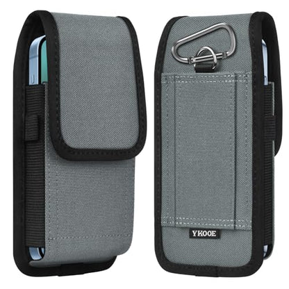 ykooe Cell Phone Pouch Nylon Belt Holster Case Compatible with iPhone 17 Pro Max, Galaxy S25/S24/S23/S22 Ultra A16 A15 A14 A13, Moto G Stylus/Power/Play, Pixel 8/7 Pro, Light Gray - XXL - color: Light Gray, size: XXL