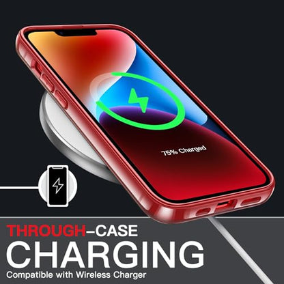 JETech Case for iPhone 14, Anti-Yellowing, Red | Shockproof Protection, Scratch Resistant Hard PC Back, Durable Transparent TPU Bumper - color: Red, size: iPhone 14