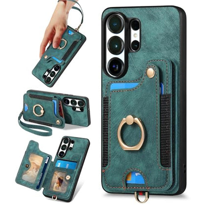 for Samsung Galaxy S26 Ultra Case Wallet with Card Slots Green | PU Leather Flip Folio Cover,RFID Blocking Ring Holder,Kickstand,Wrist Strap,Shockproof,Magnetic Protective,Women Men Girls - color: Green, size: Galaxy S26 Ultra 6.9 Inch
