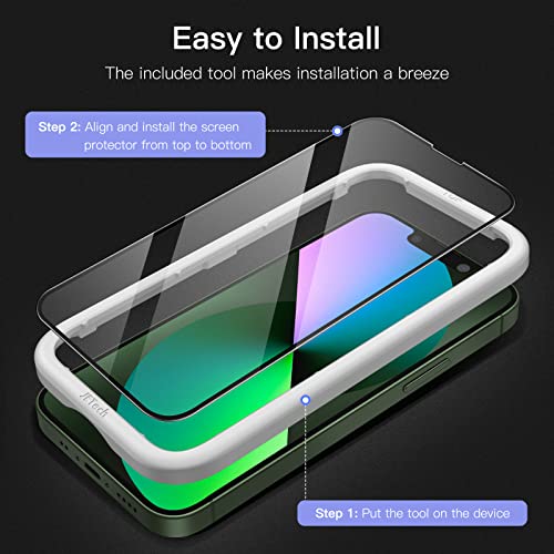 JETech Full-Coverage Screen Protector for iPhone 13 mini, 3-Pack | Black Edge Tempered Glass, Easy Installation Tool, HD Clear, Case-Friendly - size: iPhone 13 mini