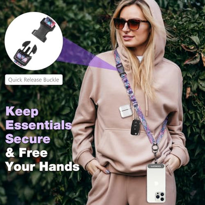 MoKo Adjustable Phone Lanyard Crossbody Strap with Detachable Quick Buckle - color: Boho Colorful