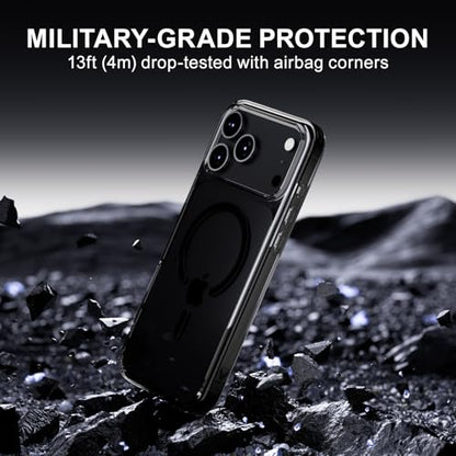 PAUL B for 2025 iPhone 17 Pro Max Case (Compatible with MagSafe) Military Grade Drop Protection(Drop Tested up to 13FT) Anti Yellowing|Magnetic Rugged Shockproof Phone Cover (Clear Black, iPhone 17 PM - color: Clear Black, size: iPhone 17 Pro Max