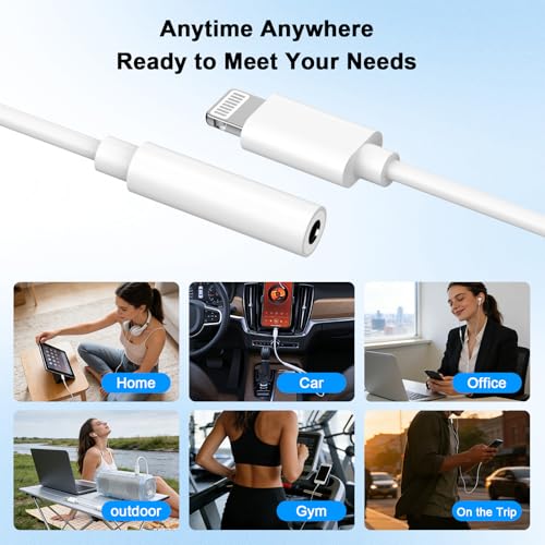 [Apple MFi Certified] 5 Pack Lightning to 3.5 mm Headphone Jack Adapter - color: White