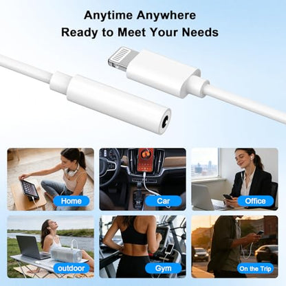 [Apple MFi Certified] 5 Pack Lightning to 3.5 mm Headphone Jack Adapter - color: White