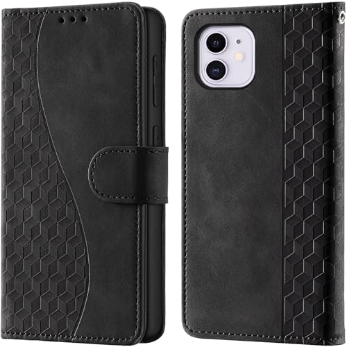 Flip Wallet Case for iPhone 11 PU Leather Black | RFID Blocking, 3 Card Slots & 1 Cash Pocket, Magnetic Closure, Kickstand Function, Leather Flip Case for iPhone 11 - color: Black