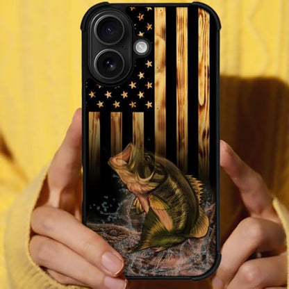 DJSOK Case for iPhone 17,Compatible with MagSafe,Anti-Scratch Shockproof Case,Wood American Flag Fish - color: Wood American Flag Fish, size: IPhone 17