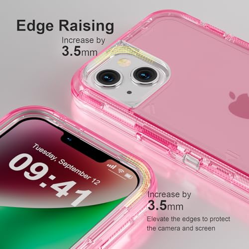 Follaroma for iPhone 13 Case, Heavy Duty Shockproof Protection Phone Cases, Anti-Drop, Dual Layer Transparent Protective Cover Compatible with iPhone 13, 6.1 inch, Crystal Pink - color: Pink, size: iPhone 13 6.1’