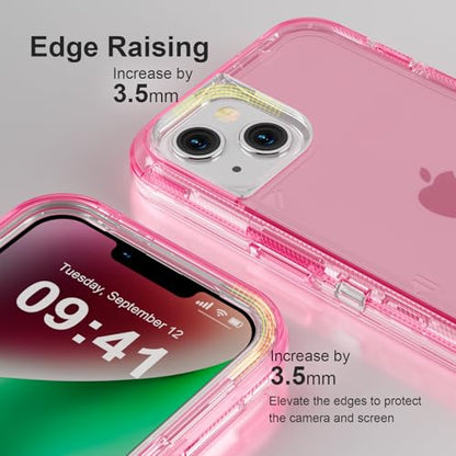 Follaroma for iPhone 13 Case, Heavy Duty Shockproof Protection Phone Cases, Anti-Drop, Dual Layer Transparent Protective Cover Compatible with iPhone 13, 6.1 inch, Crystal Pink - color: Pink, size: iPhone 13 6.1’