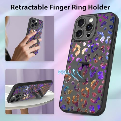 KANGHAR Compatible with iPhone 15 Pro Max Case Leopard Pattern -Black - color: Black-Leopard(Iridescent), size: iPhone 15 Pro Max