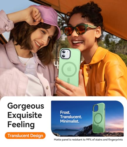 CANSHN Magnetic for iPhone 12 Case/iPhone 12 Pro Case, Light Green | Translucent Matte, Compatible with MagSafe, Heavy Duty Protection, Scratch Resistant, Slim Fit, Pocket Friendly - color: Matte Magnetic & Light Green