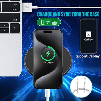 Battery Case for iPhone 15 Pro Max, Full Encircle 12000mAh Capacity Rechargeable Portable Charger Case Extended Battery Pack for iPhone 15 Pro Max(6.7 inch) Wireless Charging Case with Carplay-Black - size: iPhone 15 Pro Max (6.7 inch)