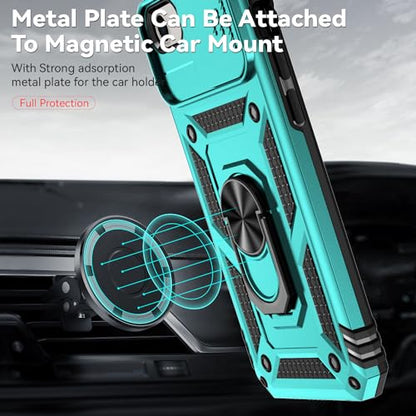 SunStory Compatible with iPhone SE 2022/2020/3rd/2rd / 6/7/8 Case with HD Screen Protector & Slide Camera Cover & Kickstand, [Military-Grade] Phone Case for iPhone SE 2020/2022/6/7/8 (Teal) - color: Teal