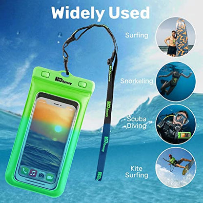 H2ODYSSEY Waterproof Phone Case and Lanyard - Excellent Waterproof Protection - Floats in The Water -Lanyard for Beach Kayak Travel - Universal Size - Green - color: Green