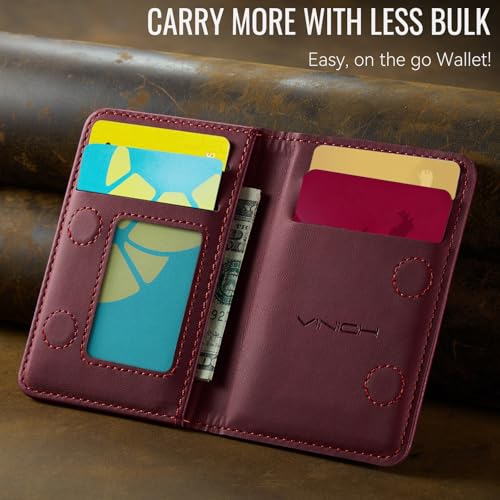 Vinich for MagSafe Wallet Magnetic RFID Blocking Card Holder, Burgundy - color: Burgundy