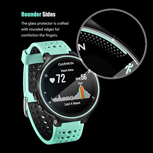 (Pack of 4) Tempered Glass Screen Protector for Garmin Forerunner 235 225 620 220, [0.3mm 2.5D High Definition 9H] Premium Clear Screen Protective Film for Garmin Forerunner 235 225 620 220