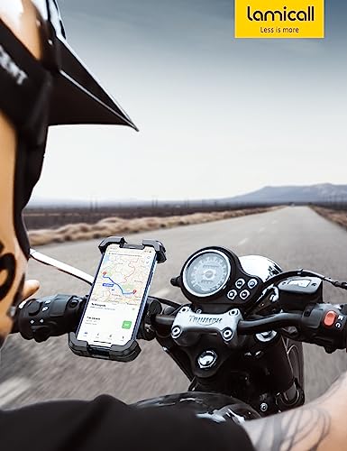 Lamicall Motorcycle Bike Phone Holder with Upgrade Quick Install Bar Clip - color: Black