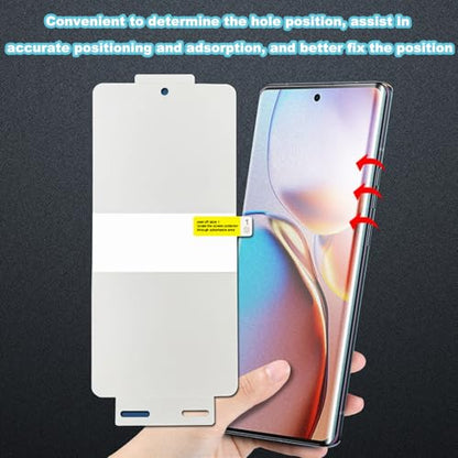 Hydrogel Film Screen Protector for Motorola Edge 50 Ultra -3 Pieces Transparent Soft TPU Protective Film (Anti fingerprint) [Clear HD] [High Sensitivity] [Curved full screen]Gift of auxiliary locator