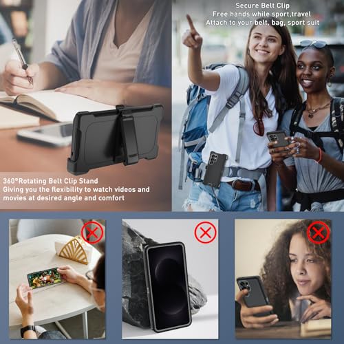 FOR Samsung Galaxy S26 ultra case, S26 ultra Heavy Duty case,with A Tempered Glass Screen Protector, [Military Grade Protective ] [Shockproof] [Dropproof] [Dust-Proof] (with Belt Clip，Back/Gray) - color: with Belt Clip，Back/Gray