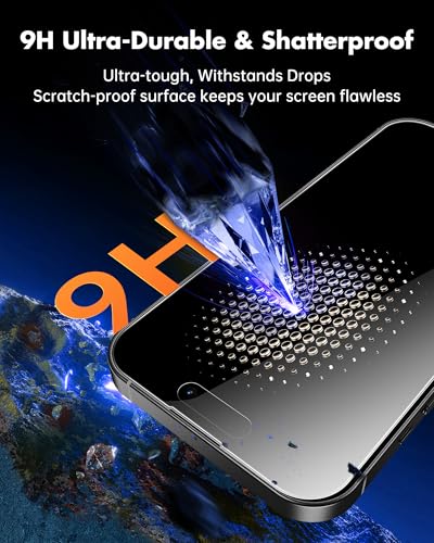 UNBREAKcable 2PCS Screen Protector for iPhone 16 Pro - 1 Privacy Tempered Glass+1 Clear Glass Double Shatterproof [Installation Frame] [9H Hardness] [Case Friendly] Anti-Scratch for iPhone 6.3 inch - size: iPhone 16 Pro