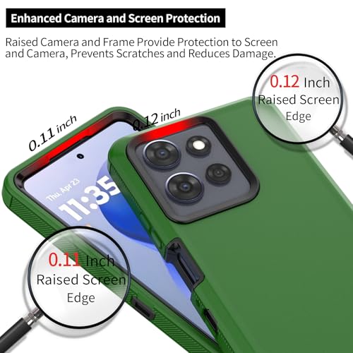 Rugged Phone Case for Moto G Power 5G 2025/Moto G Play 2025, with Belt Clip Holster & Kickstand Heavy Duty Shockproof Protective Full Body Case (Green+Black) - color: Green+Black