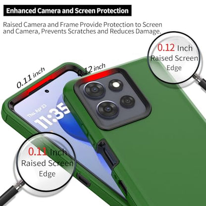 Rugged Phone Case for Moto G Power 5G 2025/Moto G Play 2025, with Belt Clip Holster & Kickstand Heavy Duty Shockproof Protective Full Body Case (Green+Black) - color: Green+Black