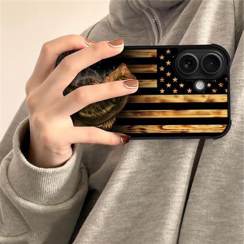 DJSOK Case for iPhone 17,Compatible with MagSafe,Anti-Scratch Shockproof Case,Wood American Flag Fish - color: Wood American Flag Fish, size: IPhone 17
