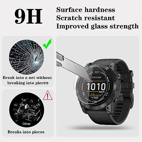 Screen Protector for Garmin Epix pro 51MM/Fenix 7X and TPU Protective Case | HUADU,9H Tempered Glass Film,Anti-Scratch,High Definition,Full Coverage,Soft Watch Cover - size: Garmin EPIX pro 51MM