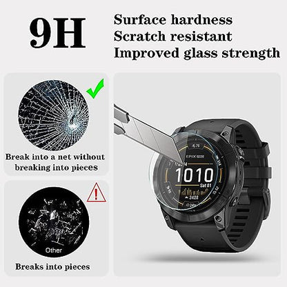 Screen Protector for Garmin Epix pro 51MM/Fenix 7X and TPU Protective Case | HUADU,9H Tempered Glass Film,Anti-Scratch,High Definition,Full Coverage,Soft Watch Cover - size: Garmin EPIX pro 51MM