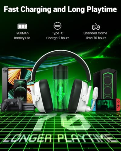 Krysenix Wireless Gaming Headset with Mic for PS5 & PC - White - color: White