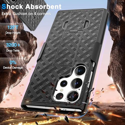 Fingic for Samsung Galaxy S24 Ultra Case with Belt Clip Holster Kickstand | Slim Combo Shell with Swivel Holster Rugged Shockproof Antiscratch Full Body Protective for Galaxy S24 Ultra 6.8" 2024,Black - size: For Samsung Galaxy S24 Ultra(6.8 inch 2024）