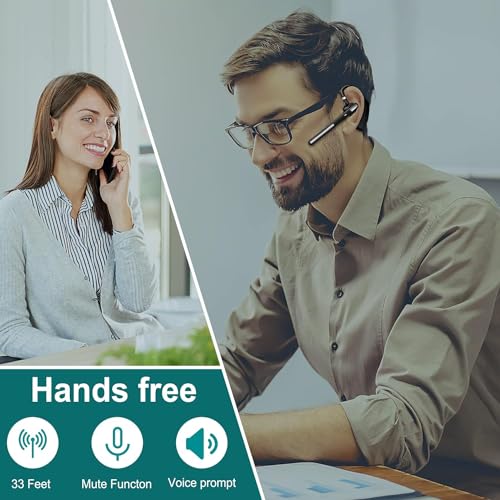 Bluetooth Headset ,Wireless bluetooth earpiece with ENC Noise Cancelling Mic, 110H Playback, Bluetooth 5.1 Dual Connectivity, Wireless Headphones Compatible iPhone/Android/PC (Office/Driving) - color: Black