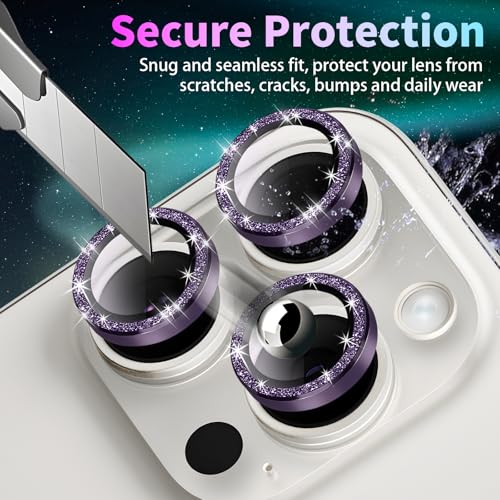 Camera Protector for iPhone 14 Pro/14 Pro Max, Glitter Deep Purple - color: Glitter Deep Purple