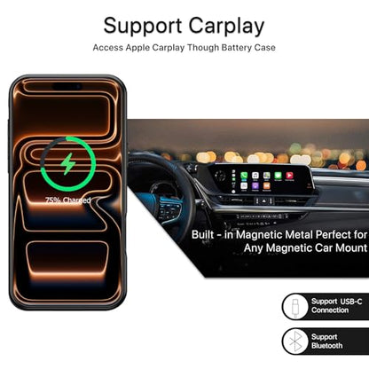 Battery Case for iPhone 17 Pro,Upgraded 10000mAh High Capacity Rechargeable Portable Extended Charger Case Wireless Charging Compatible with iPhone 17 Pro(6.3 inch) Charging Cover & Carplay (Black) - size: iPhone 17 Pro (6.3 inch)