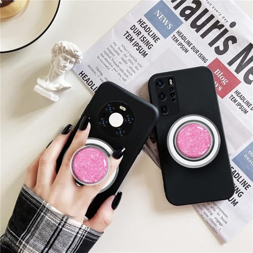 Magnetic Phone Grip Holder, Collapsible Expanding Stand with Clear Crystal Glitter Design, Compatible with MagSafe Phones & Tablets, Gold Pink Glitter - size: Pink Glitter