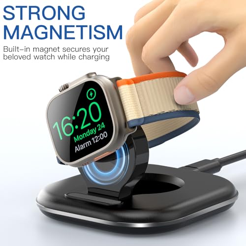 for Apple Watch Charger Stand, Magnetic Fast Charging Dock Portable Design - color: Black